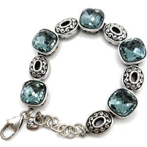 Vintage Brighton Venus Rising Blue Crystal Aqua Silver Tone Bracelet, excellent